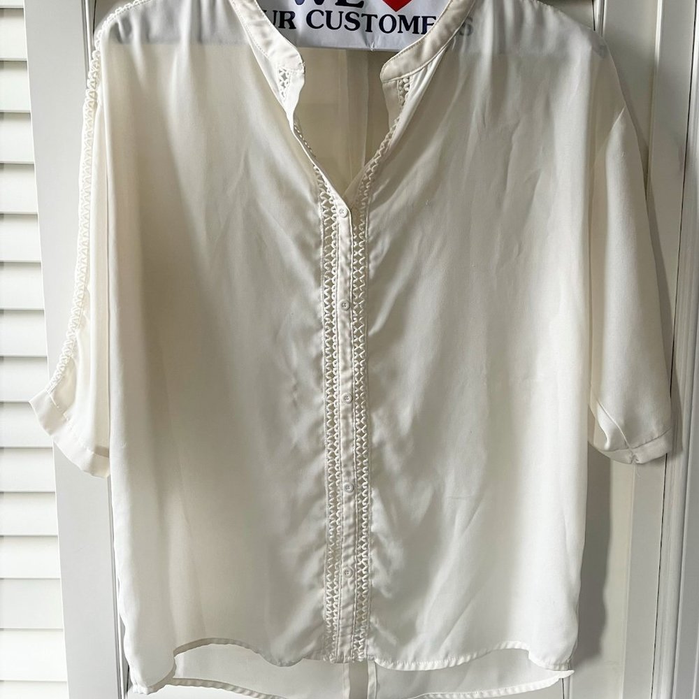 Maude button-down blouse with mandarin collar